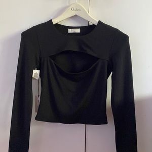 NEW Babaton size small black cutout long sleeve top